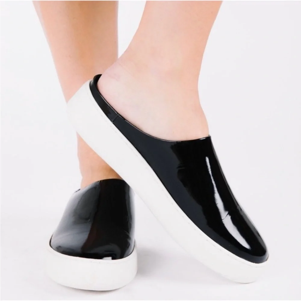Free People Wynwood Patent Leather Mule Sneakers Black Slip On Shoe EU 38 US 7.5